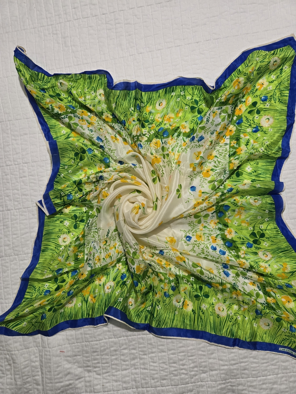 Silk Floral Green Scarf - Unbranded View 5
